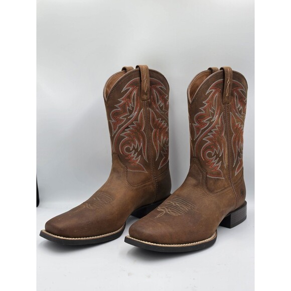 Ariat Sport Herdsman Mens 10 EE Brown Leather Square Toe Western Cowboy Boots main image 5